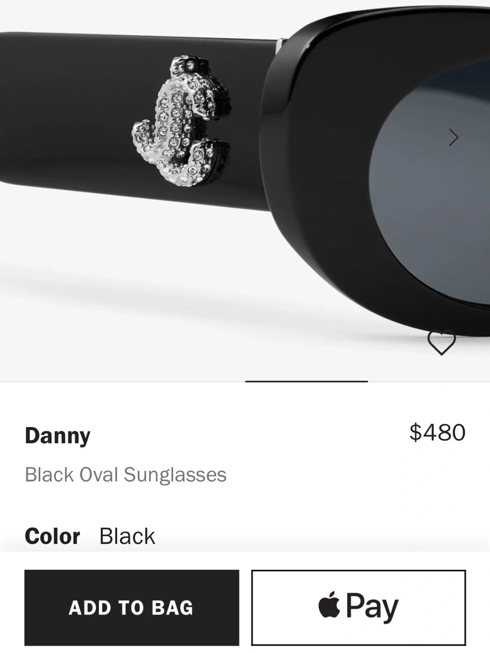 NWOT Jimmy Choo Black Oval Danny Sunglasses 100% Authentic